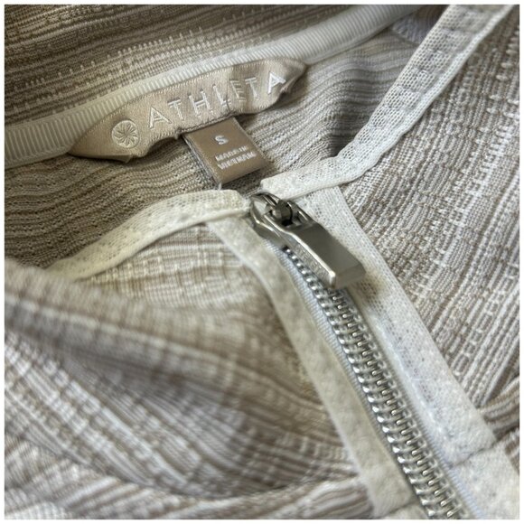 Athleta Elation Full-Zip Powervita Jacket grey ivory Small Yoga Studio - Picture 10 of 13